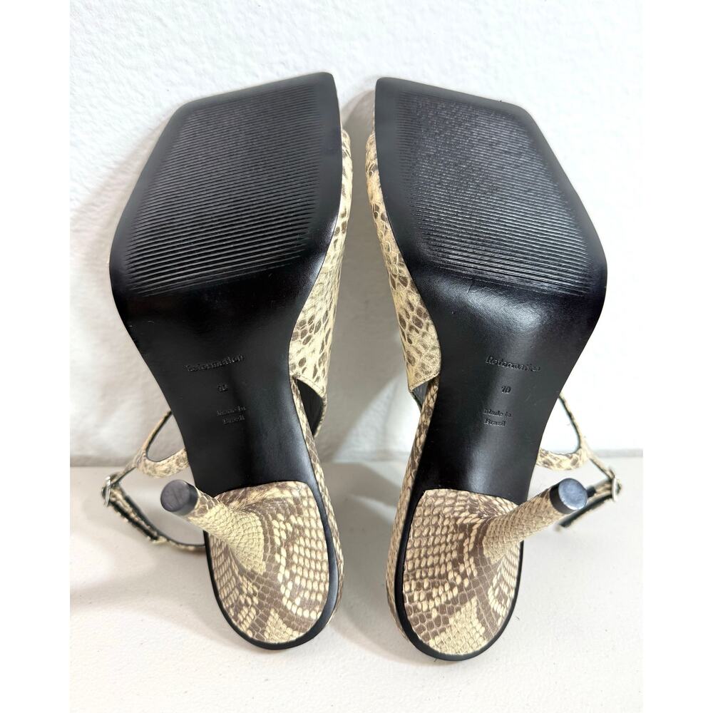 Reformation Square Toe Slingback Heels Tan Snake Print US 10 — NWOB - Picture 12 of 13